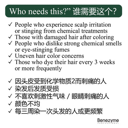 Benezyme SSUC Powder Color Cream | Dye Hair With Water | 10g x 3 sachets |  草本水染