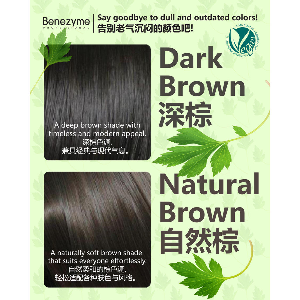 Benezyme SSUC Powder Color Cream | Dye Hair With Water | 10g x 3 sachets |  草本水染